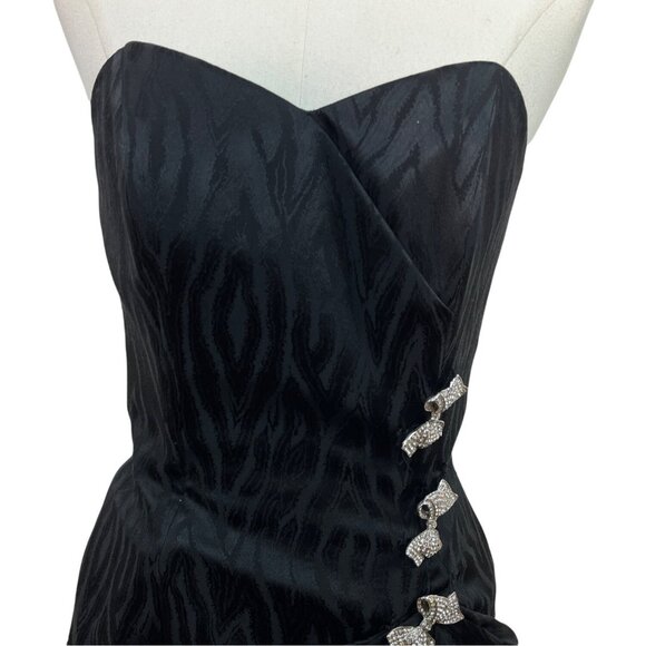 Vintage Silk Studio Women's Black Strapless Warp Cocktail Dress Size 4 - Picture 4 of 8